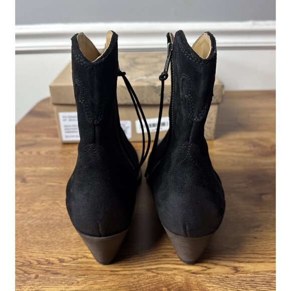 Free People New Frontier Western Boot Black Suede Stitching 